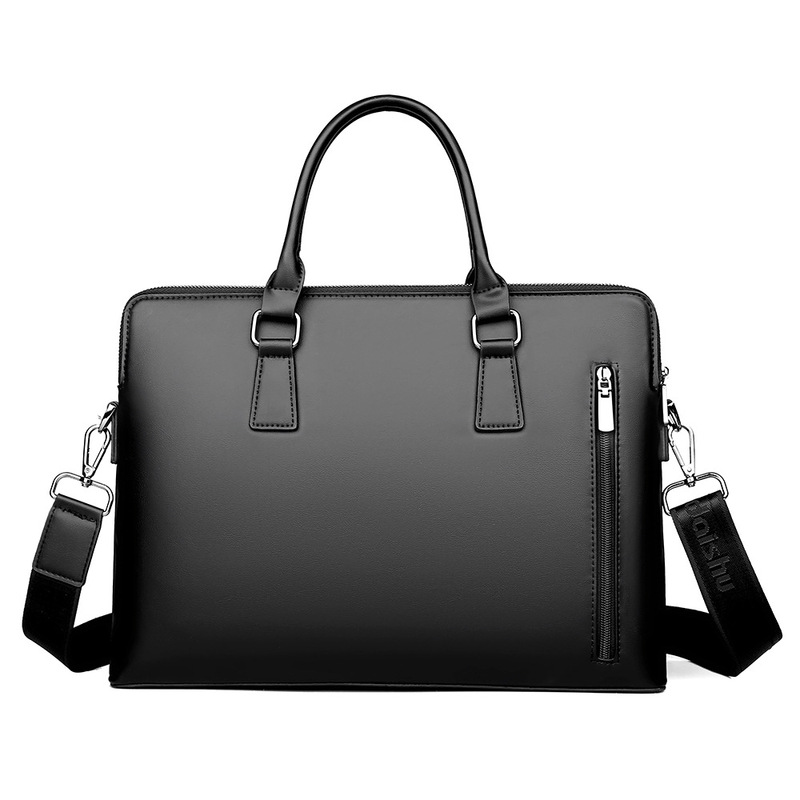 Leather Work Laptop Bag - Мужской портфель из искусственной кожи, черный,