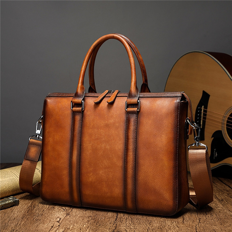 Leather Work Laptop Bag - Деловой портфель YETTIES из натуральной кожи