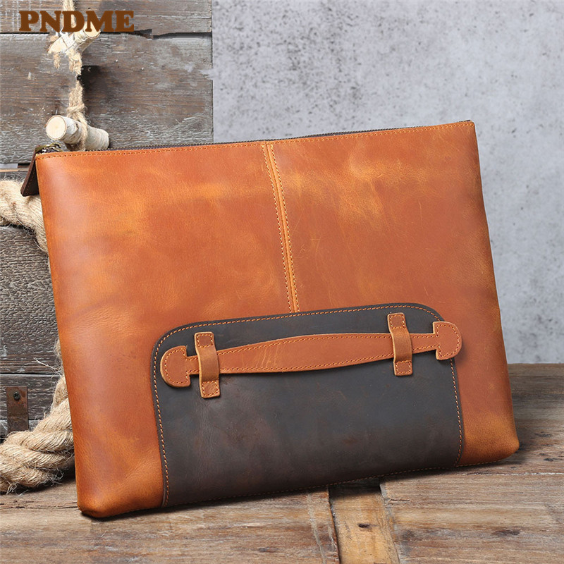 Leather Work Laptop Bag - Винтажная мужская сумка-клатч из натуральной кожи