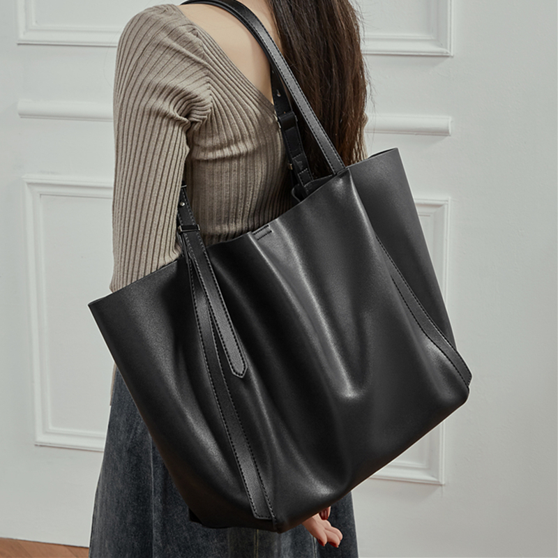 Leather Work Laptop Bag - HIFASHION Большая мягкая сумка-тоут из натуральной