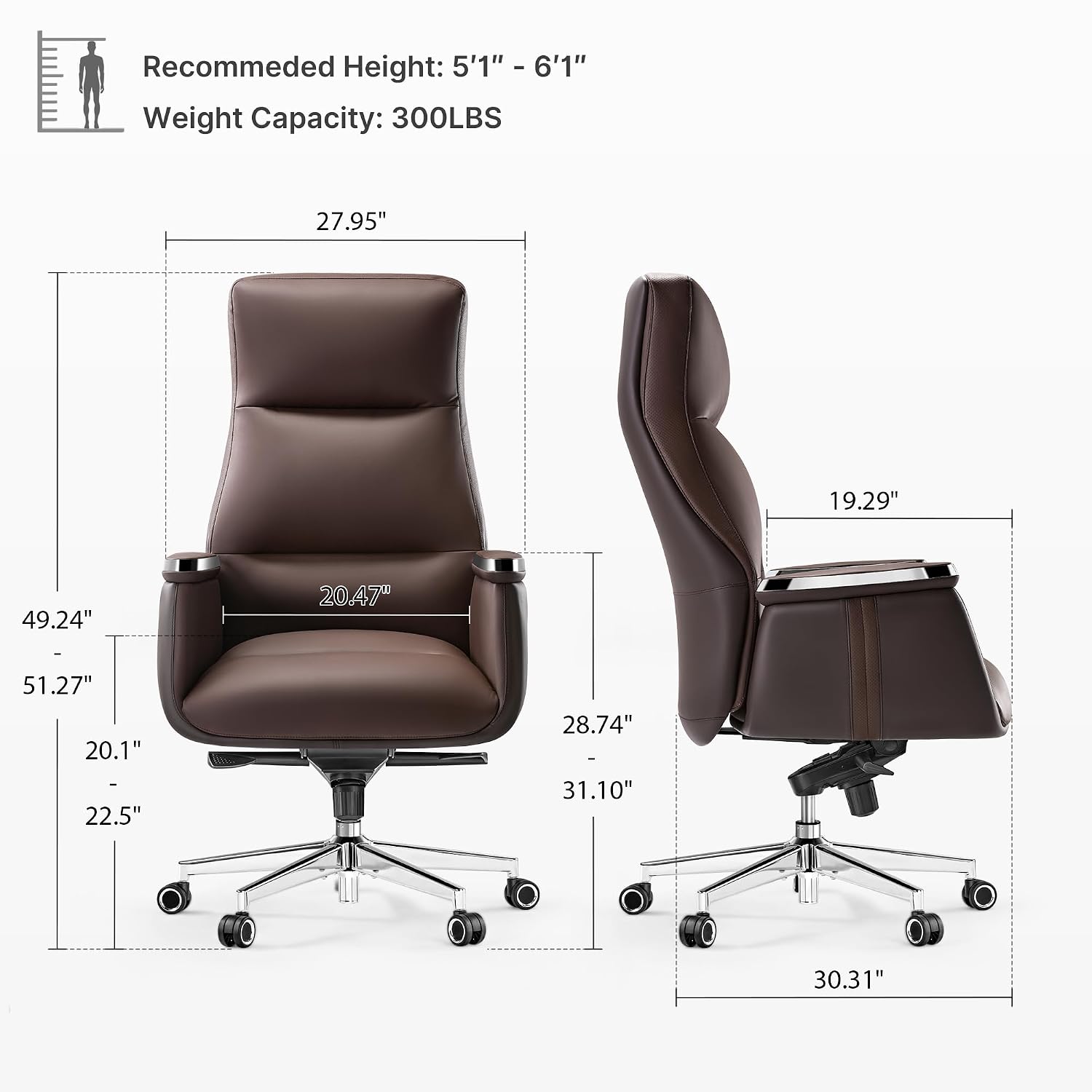 Upholstery Leather Work - Кресло руководителя с высокой спинкой, эргономичное,